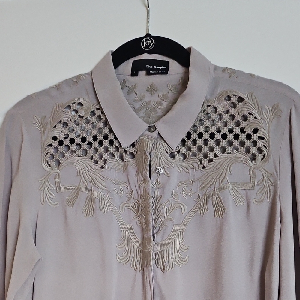 The Kooples Lavender Embroidered Blouse